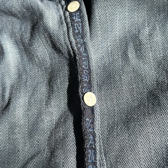 English Laundry Blue Herringbone Button Front Shirt Medium 15 15.5 x 34-35 - Picture 9 of 11